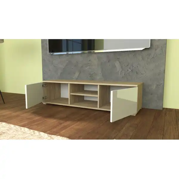 Szafka RTV 120  DĄB SONOMA / BIAŁY POŁYSK